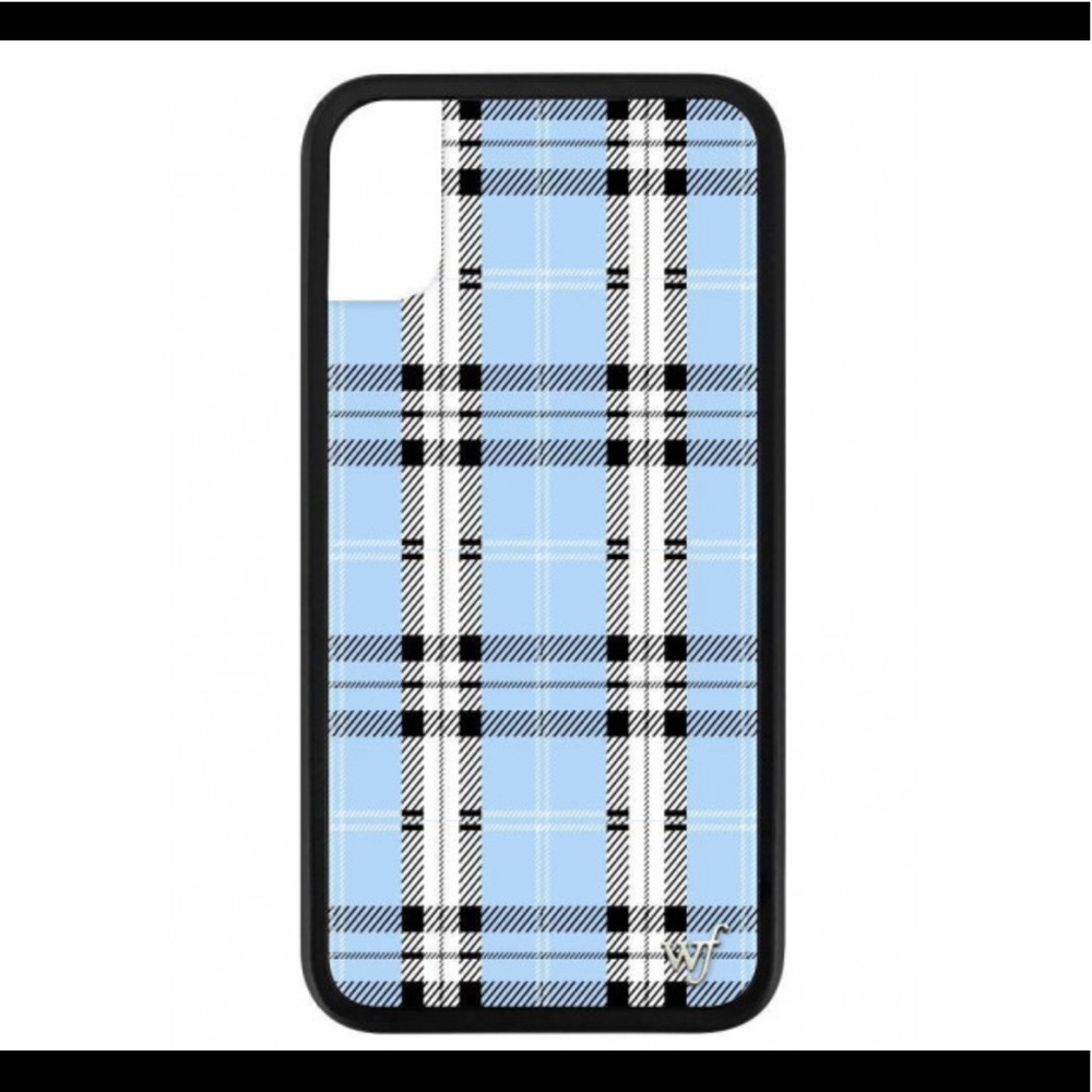 Blue plaid wildflower case for iPhone X/XS